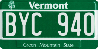 VT license plate BYC940