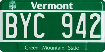 VT license plate BYC942