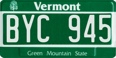 VT license plate BYC945