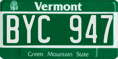 VT license plate BYC947