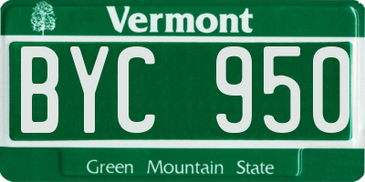VT license plate BYC950