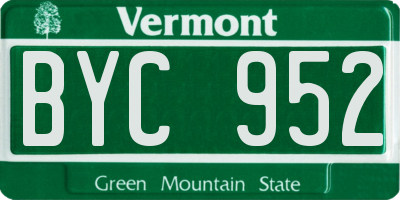 VT license plate BYC952