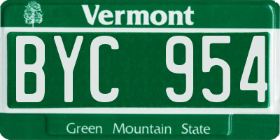 VT license plate BYC954