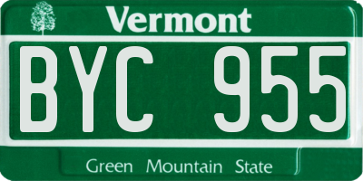 VT license plate BYC955