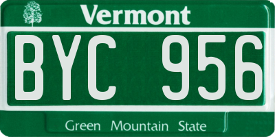 VT license plate BYC956
