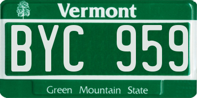 VT license plate BYC959