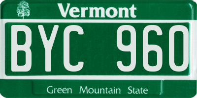 VT license plate BYC960
