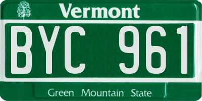 VT license plate BYC961