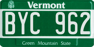 VT license plate BYC962