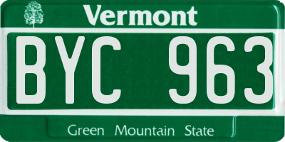 VT license plate BYC963