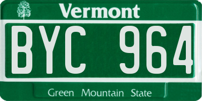 VT license plate BYC964