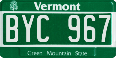 VT license plate BYC967