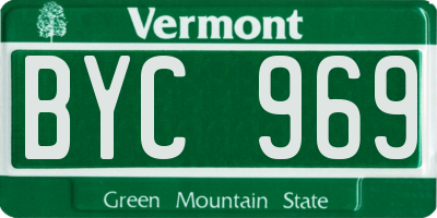 VT license plate BYC969