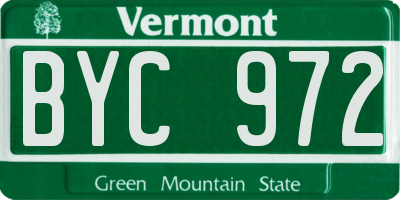 VT license plate BYC972