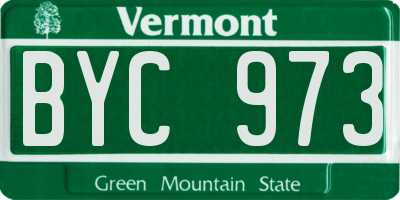 VT license plate BYC973