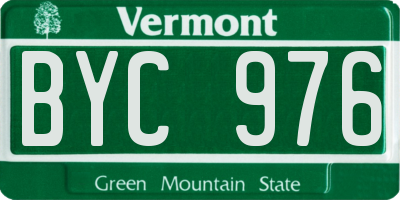 VT license plate BYC976