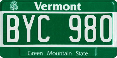 VT license plate BYC980
