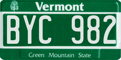 VT license plate BYC982