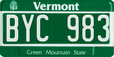 VT license plate BYC983