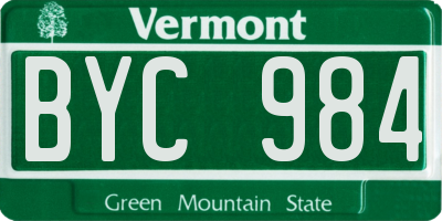VT license plate BYC984