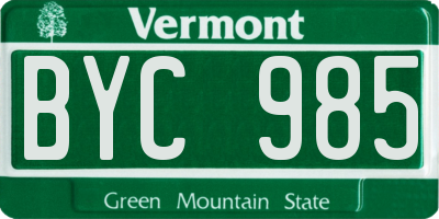 VT license plate BYC985