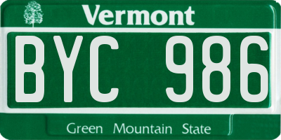 VT license plate BYC986