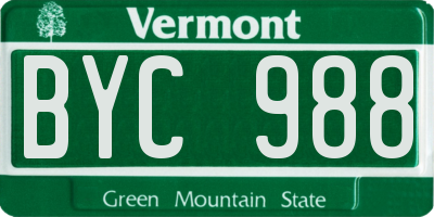 VT license plate BYC988