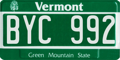VT license plate BYC992