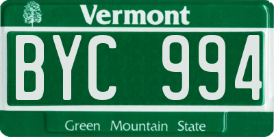 VT license plate BYC994