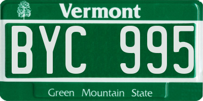 VT license plate BYC995