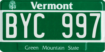 VT license plate BYC997