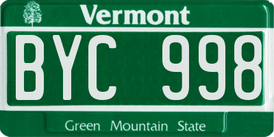 VT license plate BYC998