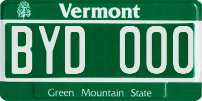 VT license plate BYD000