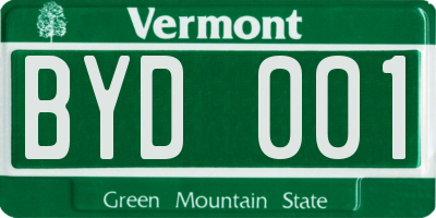 VT license plate BYD001