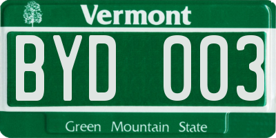 VT license plate BYD003