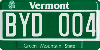 VT license plate BYD004