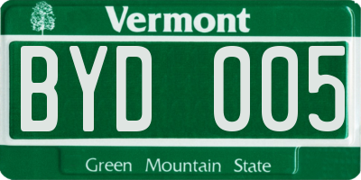 VT license plate BYD005