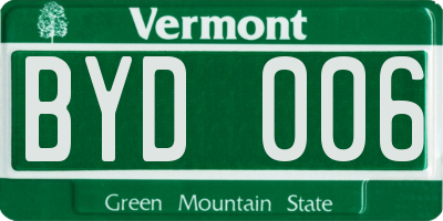 VT license plate BYD006
