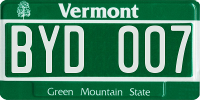 VT license plate BYD007