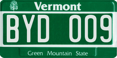 VT license plate BYD009