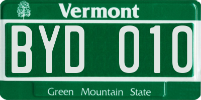 VT license plate BYD010