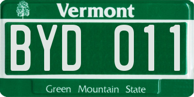 VT license plate BYD011