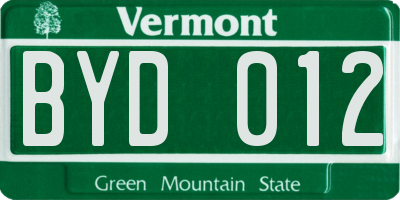VT license plate BYD012