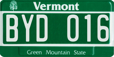 VT license plate BYD016