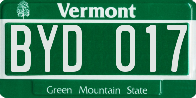 VT license plate BYD017