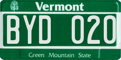 VT license plate BYD020