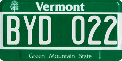 VT license plate BYD022