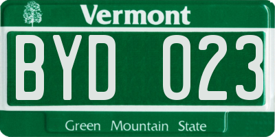 VT license plate BYD023