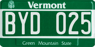 VT license plate BYD025