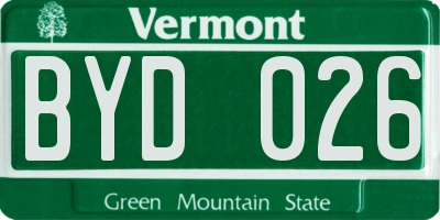 VT license plate BYD026
